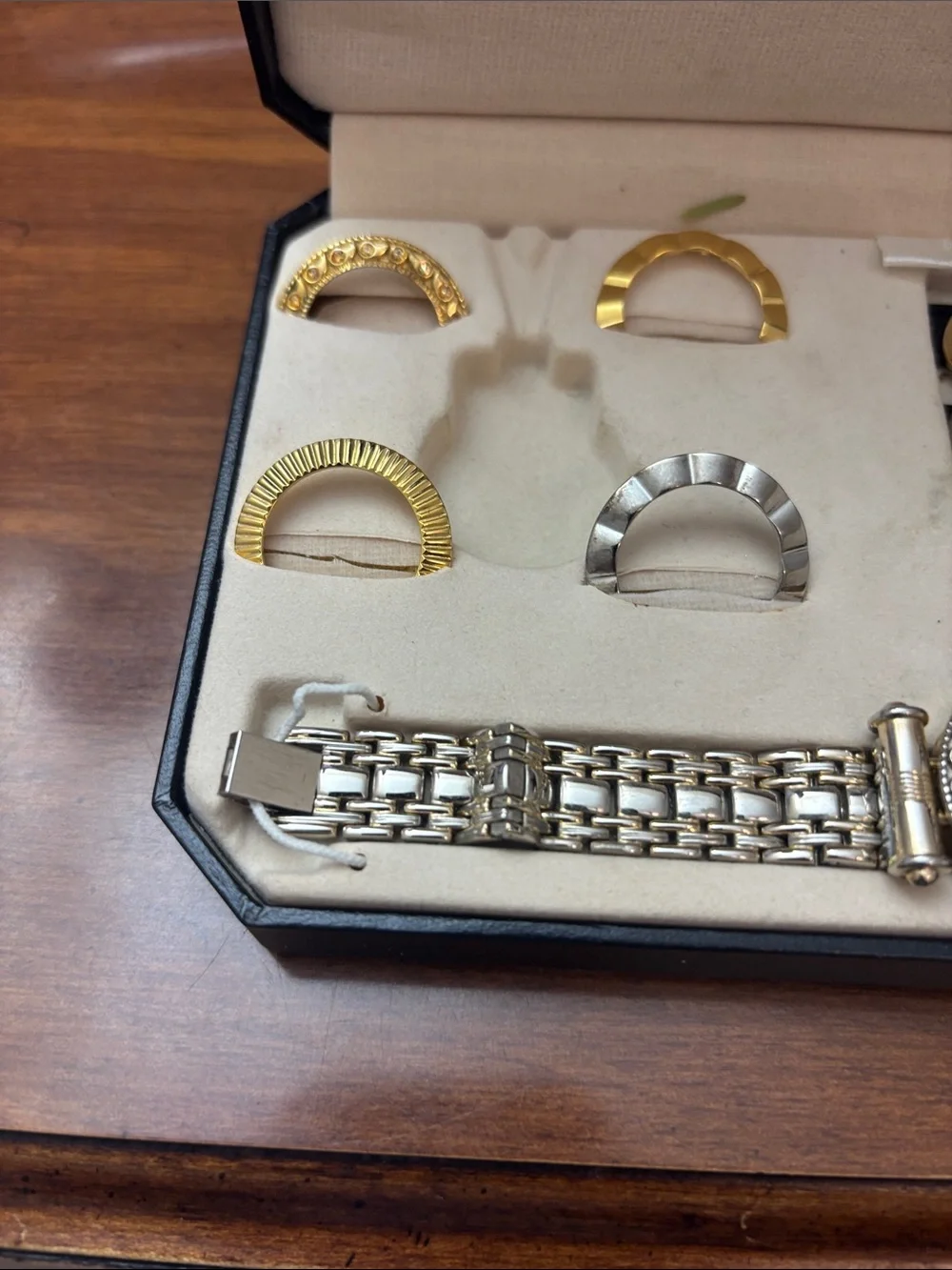 1928 Two-Tone Gold and Silver Ladies Watch Set with Interchangeable Straps